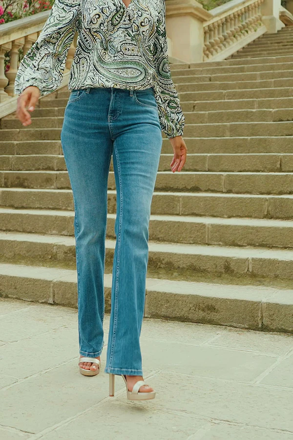 Mid Blue Mid Rise Bootcut Jeans - Image 7