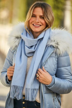 Powder Blue Super Soft Wool & Cashmere Blend Scarf
