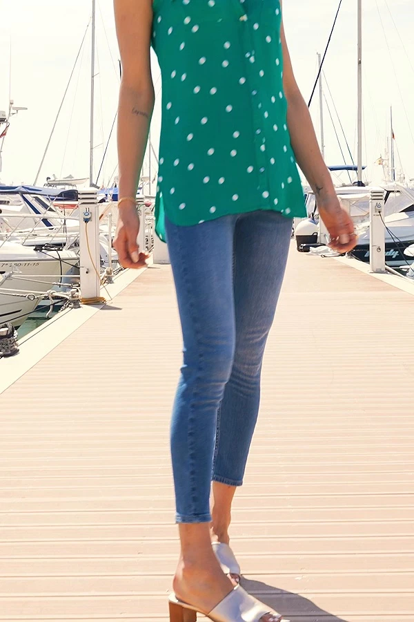 Mid Blue Cropped Perfect Skinny Jeans - Image 7