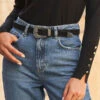 Black Suede Western Buckle Waist Belt