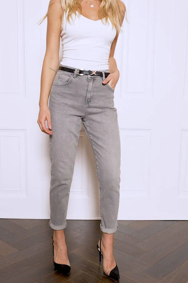Mid Grey Slim Leg Mom Jeans - Image 8