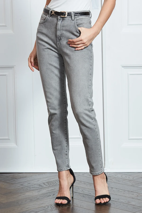 Mid Grey Slim Leg Mom Jeans - Image 5