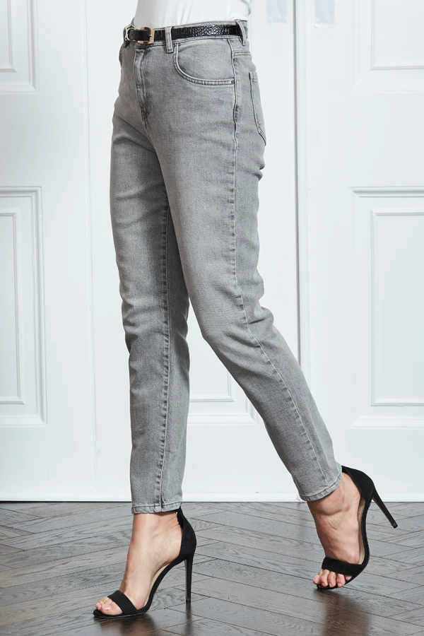 Mid Grey Slim Leg Mom Jeans - Image 4