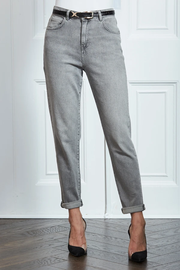 Mid Grey Slim Leg Mom Jeans - Image 2