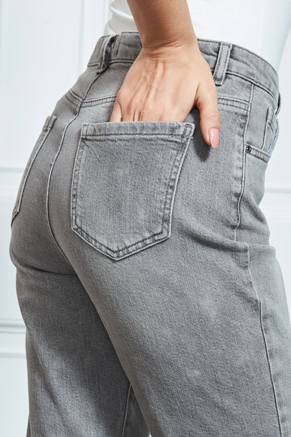 Mid Grey Slim Leg Mom Jeans - Image 7