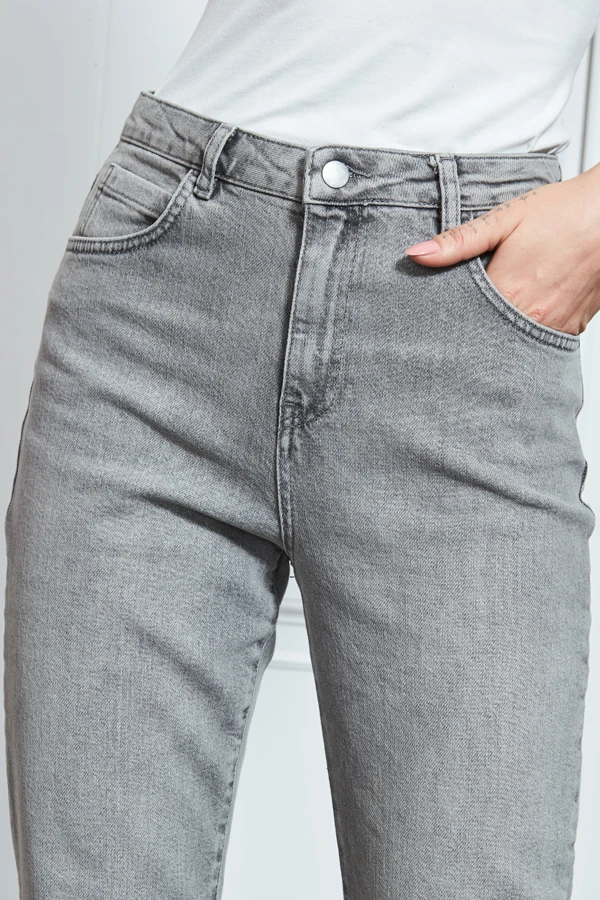 Mid Grey Slim Leg Mom Jeans - Image 6
