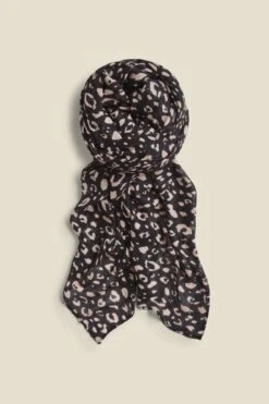 Black Leopard Print Scarf