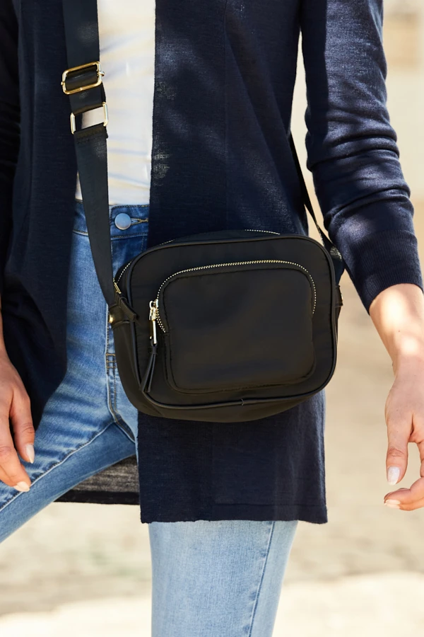 Black Nylon Square Cross Body Bag - Image 7