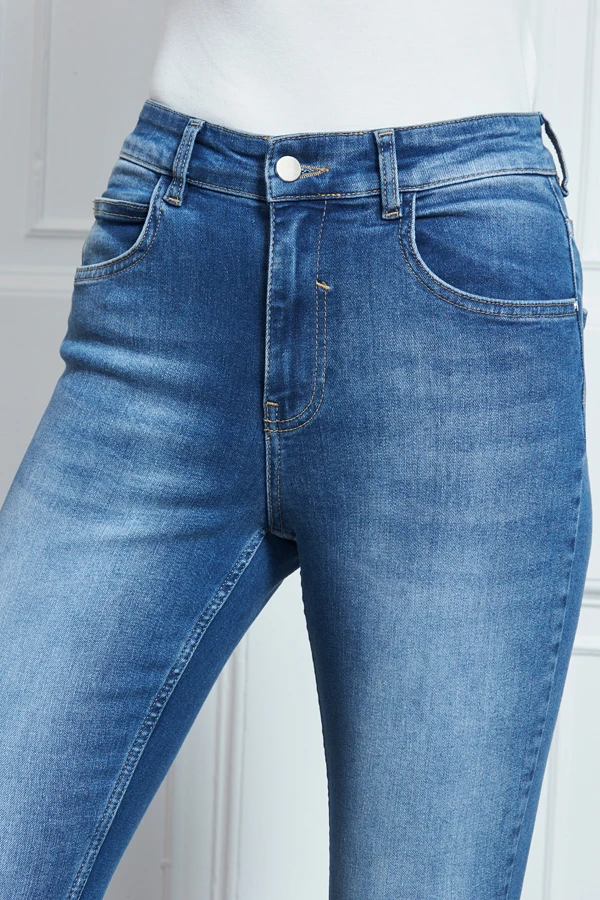Mid Blue Raw Hem Perfect Skinny Jeans - Image 4