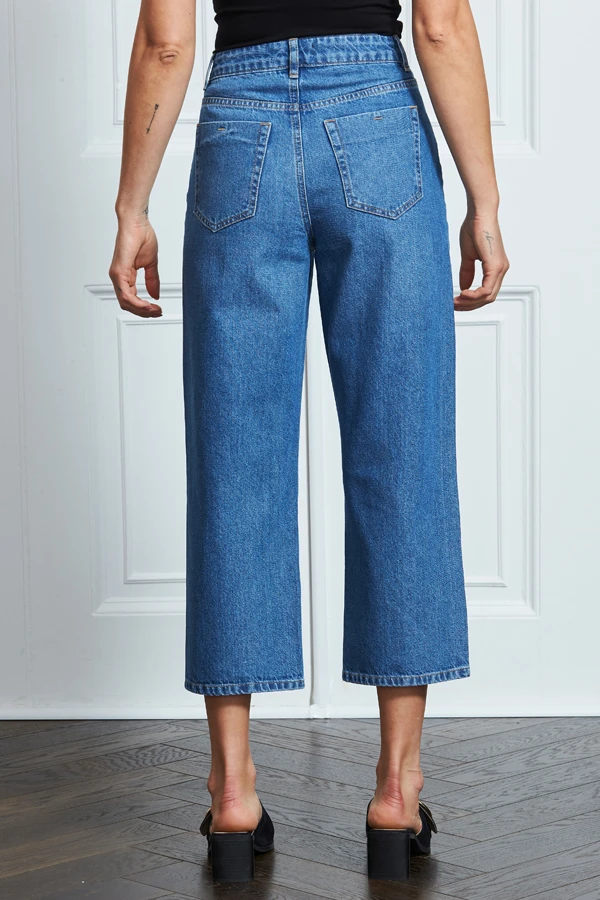 Mid Blue Denim Culotte Jeans - Image 4