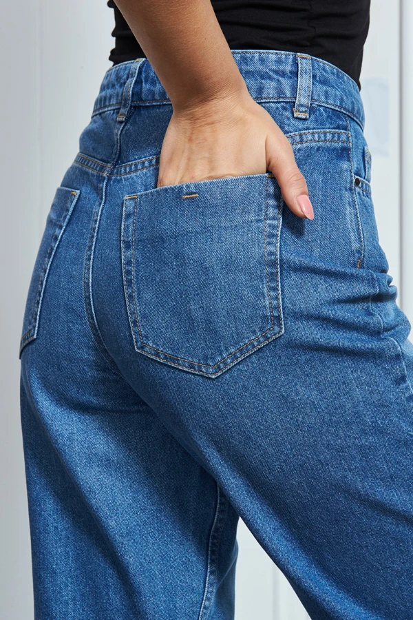 Mid Blue Denim Culotte Jeans - Image 5