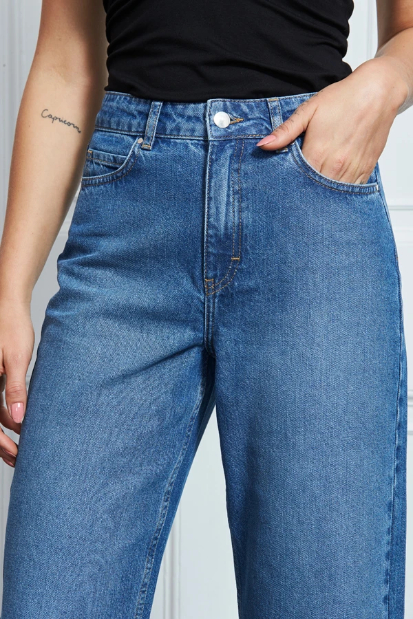 Mid Blue Denim Culotte Jeans - Image 6