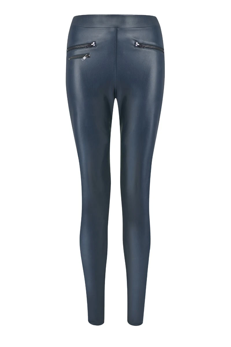 Navy Blue Leather Look Premium Leggings - Image 6