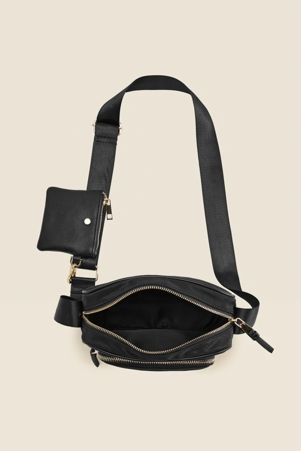 Black Nylon Square Cross Body Bag - Image 3