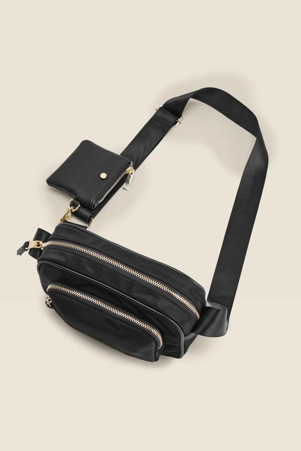 Black Nylon Square Cross Body Bag - Image 4