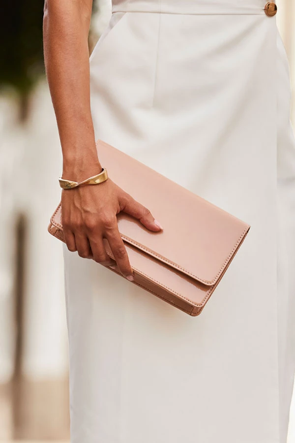 Nude Faux Leather Clutch Bag - Image 5