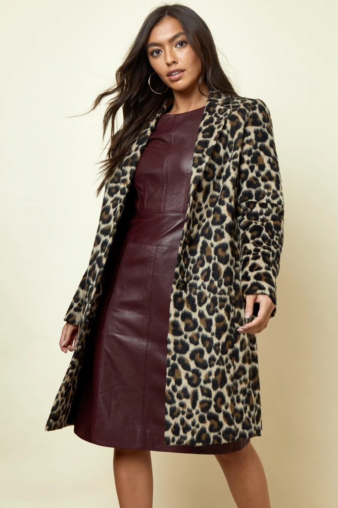 Burgundy Leather Panelled Shift Dress - Image 6