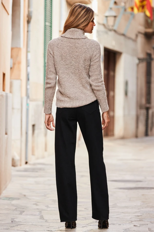 Black Wide Leg Jeans With Rose Gold Button Detail - Image 3