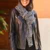 Black & White Dogtooth Print Scarf