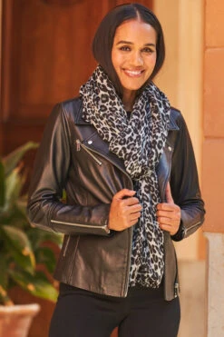 Black & Grey Animal Print Scarf