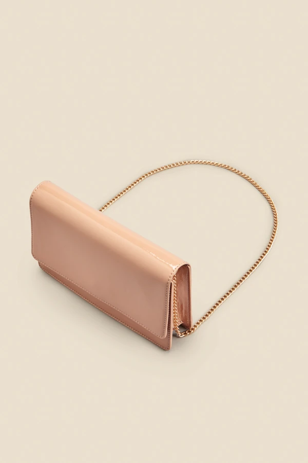 Nude Faux Leather Clutch Bag - Image 3