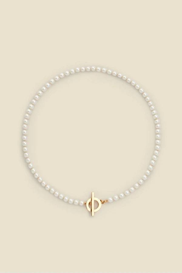 Gold Toggle Detail Pearl Necklace