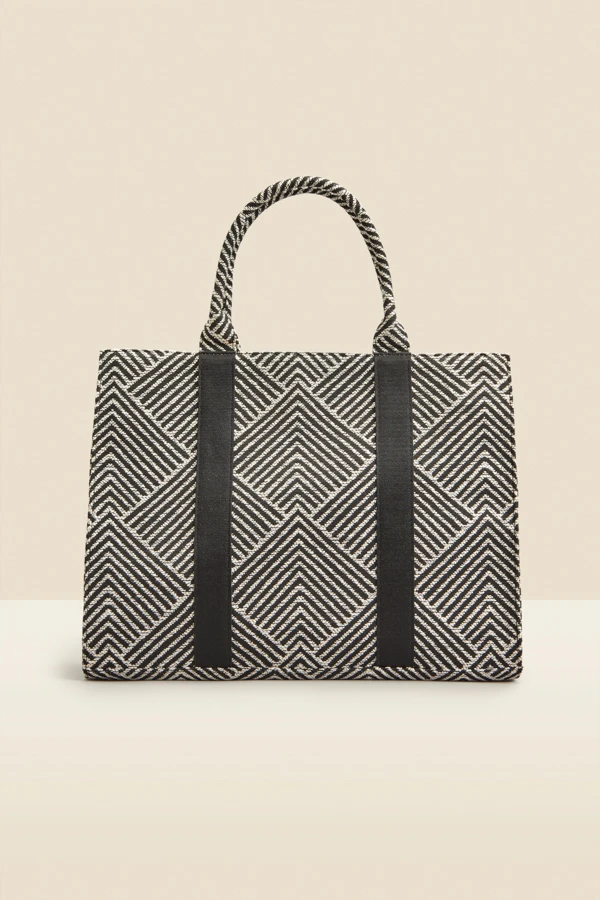 Black & White Geometric Tote Bag - Image 2