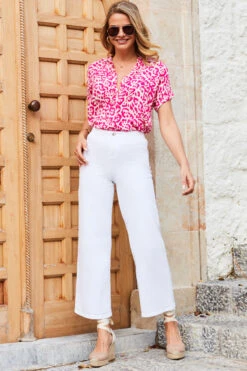 White Wide Leg Cropped Jeans