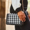 Dogtooth Black Trim Chain Detail Cross Body Bag