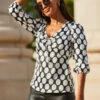 Black & White Spot Print Tie Detail Satin Top