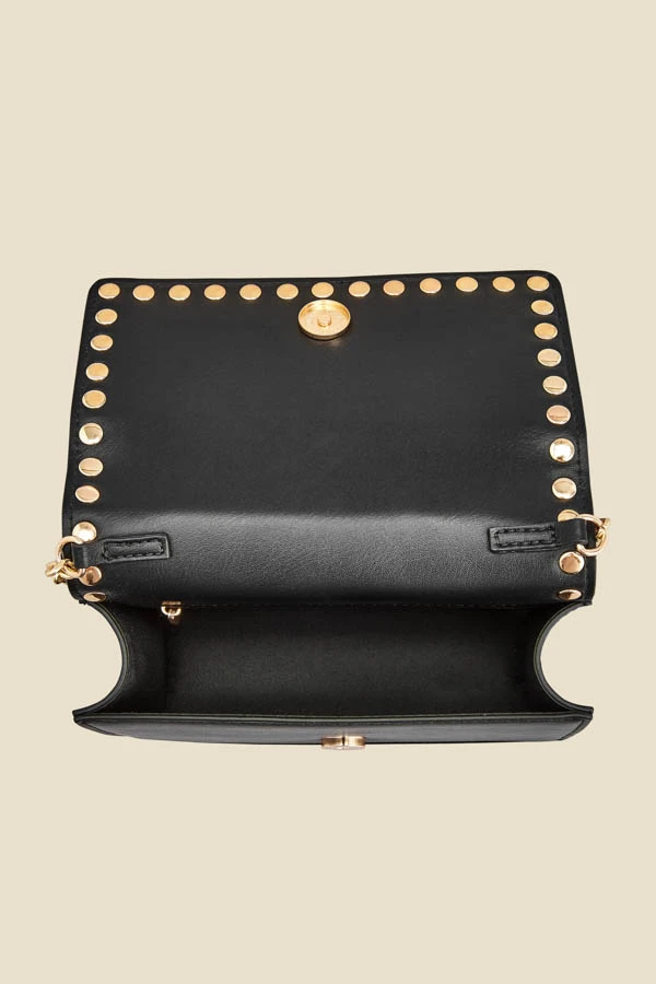 Black Stud Detail Clutch Bag With Detachable Strap - Image 5