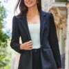 Black Ruched Shoulder Ponte Blazer