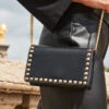 Black Stud Detail Clutch Bag With Detachable Strap