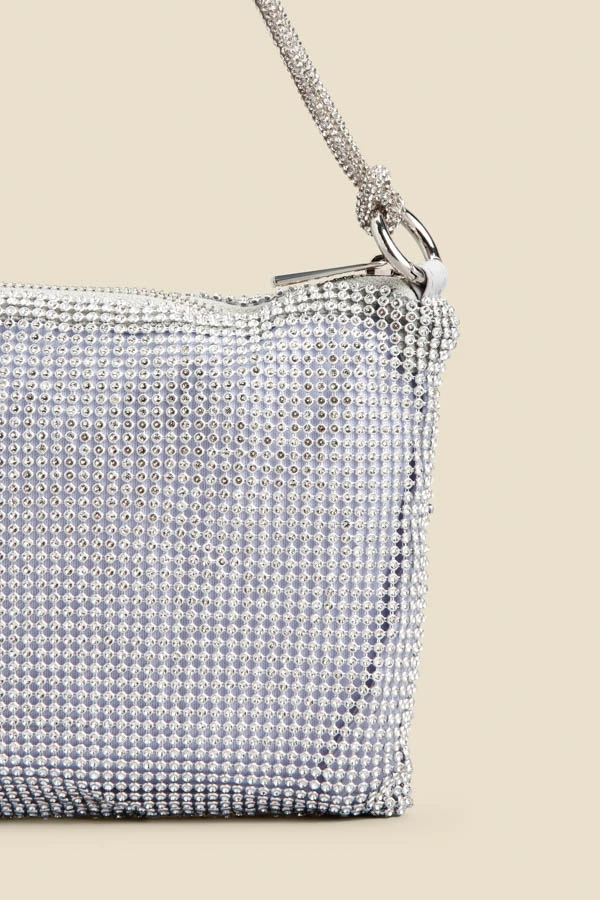 Silver Rhinestone Knot Detail Bag - Image 3