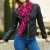 Hot Pink & Black Animal Print Scarf