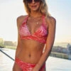 Coral Palm Print Body Sculpting Moulded Cup Bikini Top