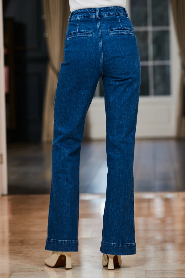 Mid Blue Wide Leg Pocket Detail Jeans - Image 4