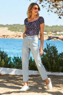 Light Wash Blue Straight Leg Jeans