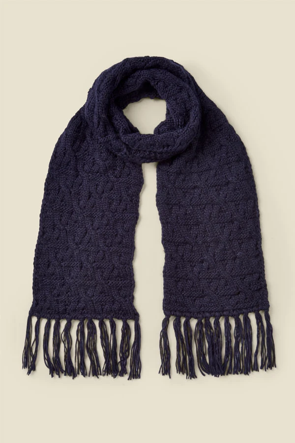 Bella Navy Blue Chunky Knitted Scarf