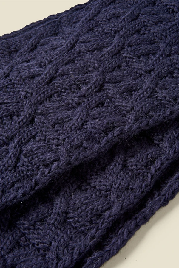 Bella Navy Blue Chunky Knitted Scarf - Image 2