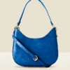 Cobalt Blue Croc Faux Leather Shoulder Bag