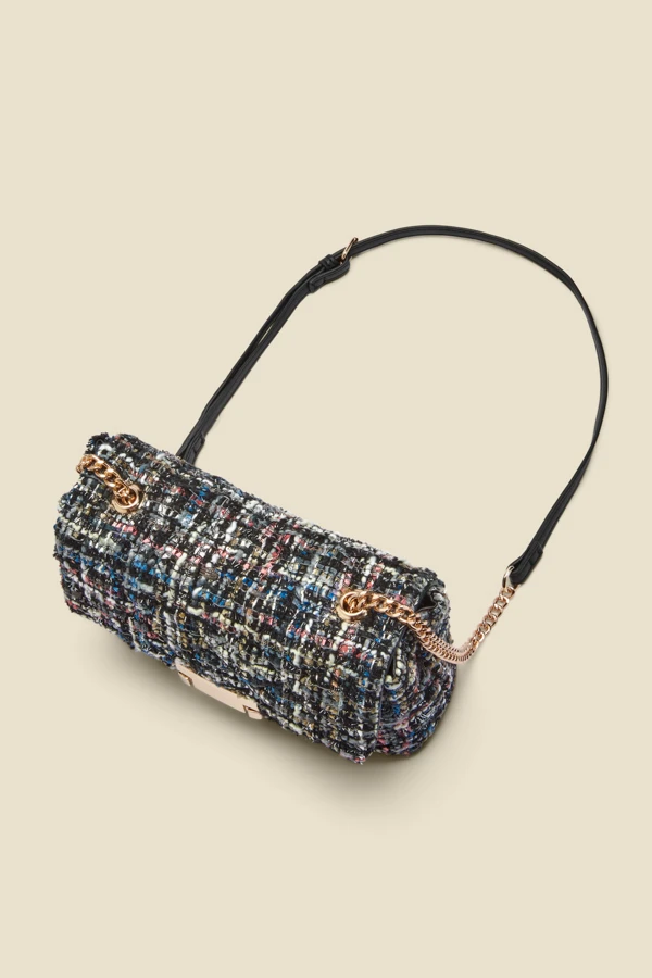 Black Boucle Clasp Detail Cross Body Bag - Image 3