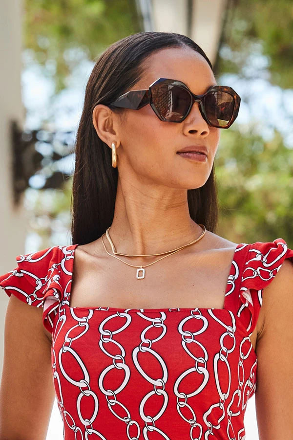 Tortoiseshell Angular Sunglasses - Image 5