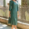 Emerald Green Zip Front Faux Leather Midi Dress