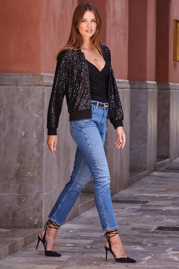 Mid Blue Denim Slim Leg Jeans - Image 2