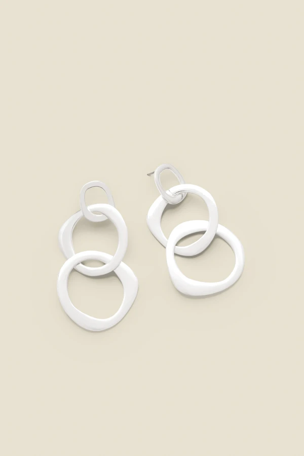 Silver Plated Chain Link Oversized Earrings - Image 2