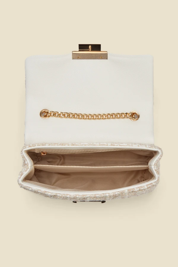 Natural Boucle Clasp Detail Cross Body Bag - Image 4