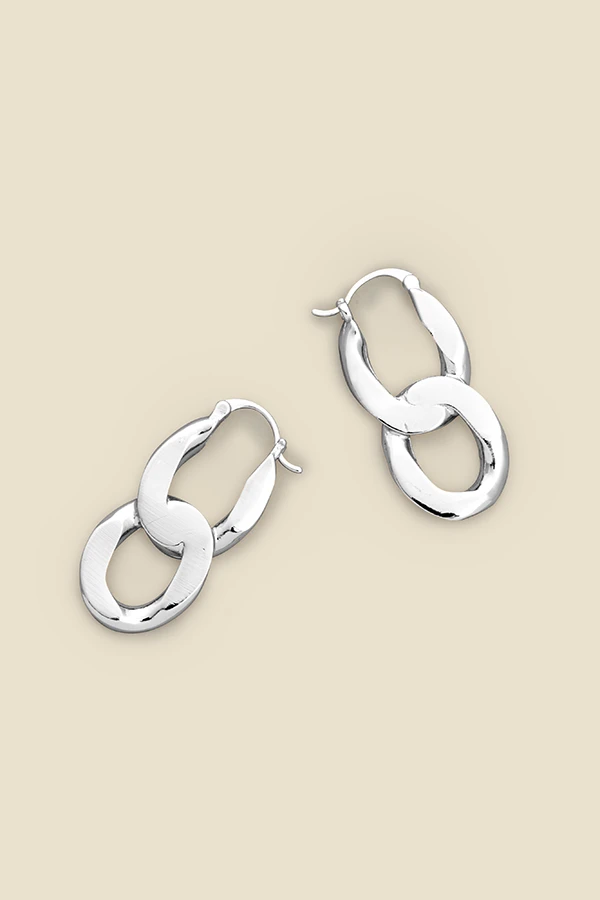 Silver Chain Link Earrings - Image 2